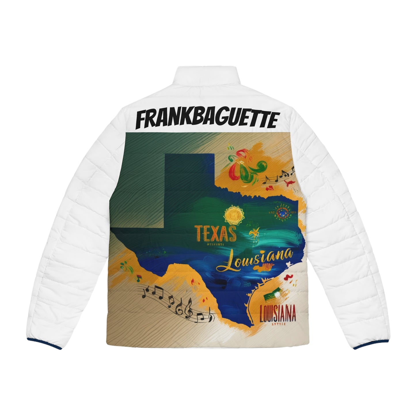 Stylish Men's Puffer Jacket, Trendy Outerwear, Music Lover Gift, Travel Essential, Festival Jacket, Unique Graphic Design